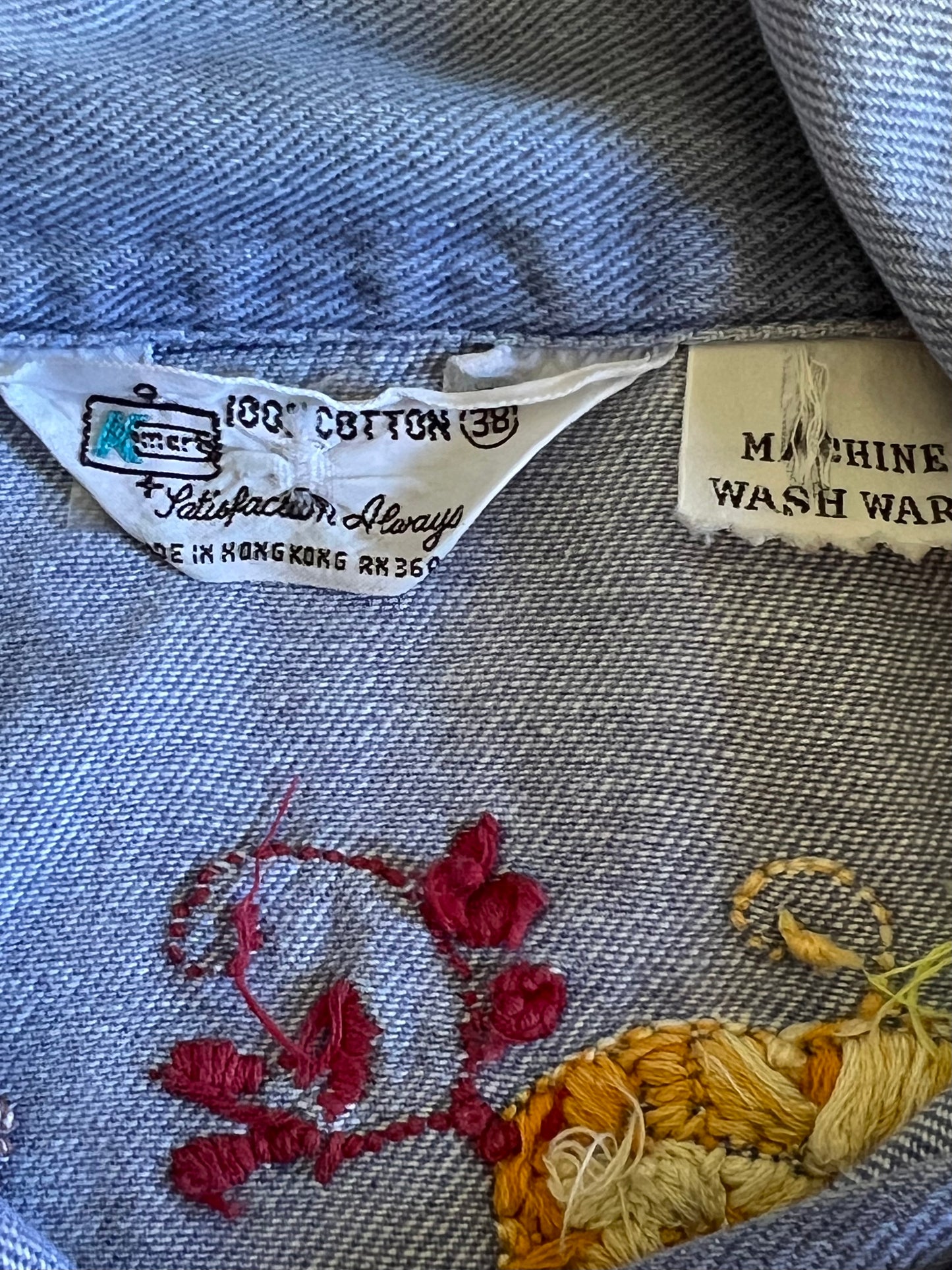 Vintage Rare 70’s KMart Hippie Denim Embroidered Metal Snap Front Shirt One Of A Kind Bohemian Treasure!