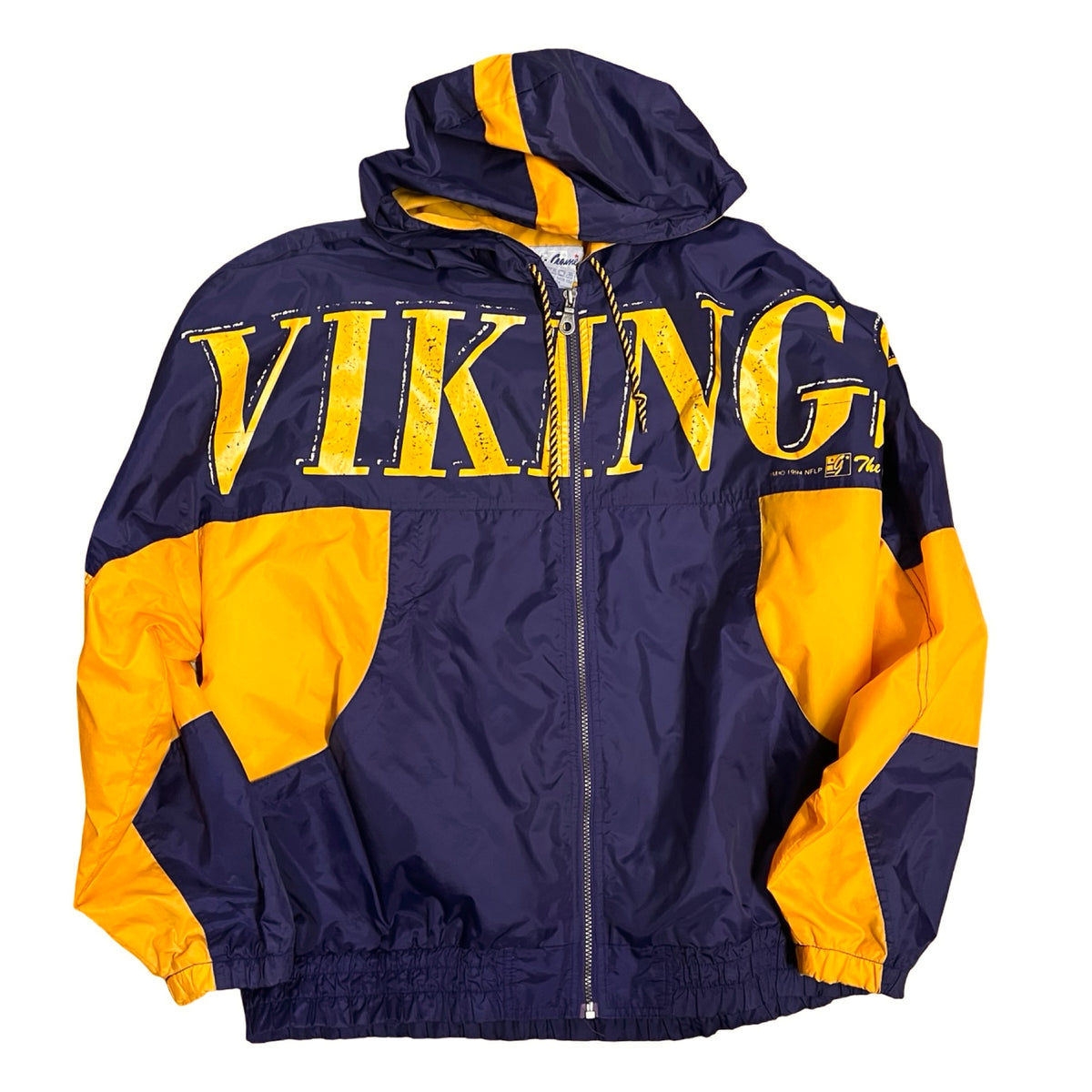 Vintage 1994 Minnesota Vikings Oversized Distressed Hooded Windbreaker XL