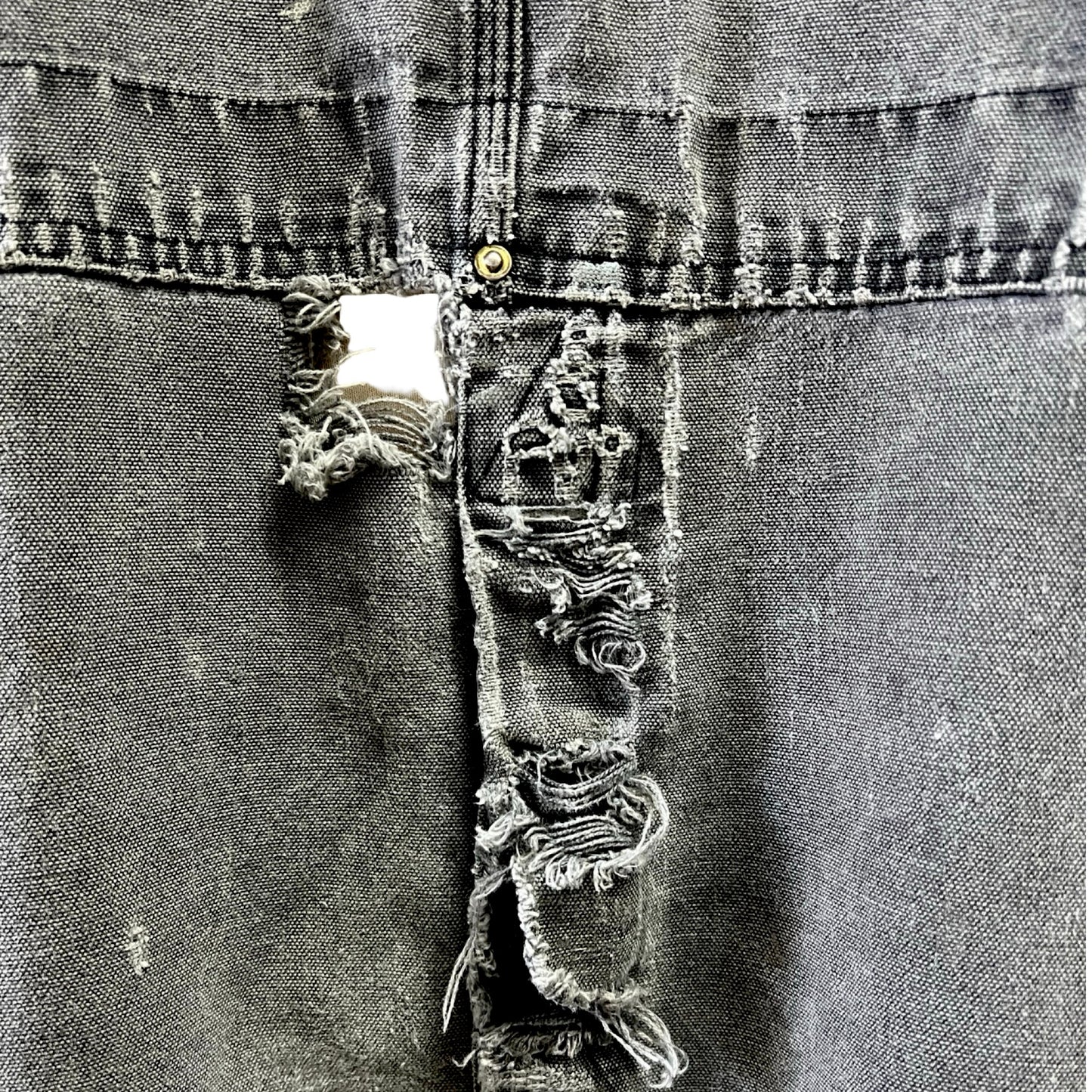 Vintage Heavily Distressed Carhartt Double Knee Faded Black Overalls