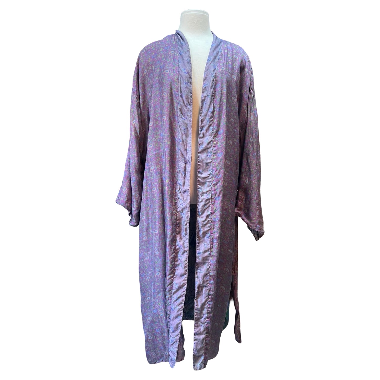 Vintage Handmade Reversible Silk Kimono Robe O/S