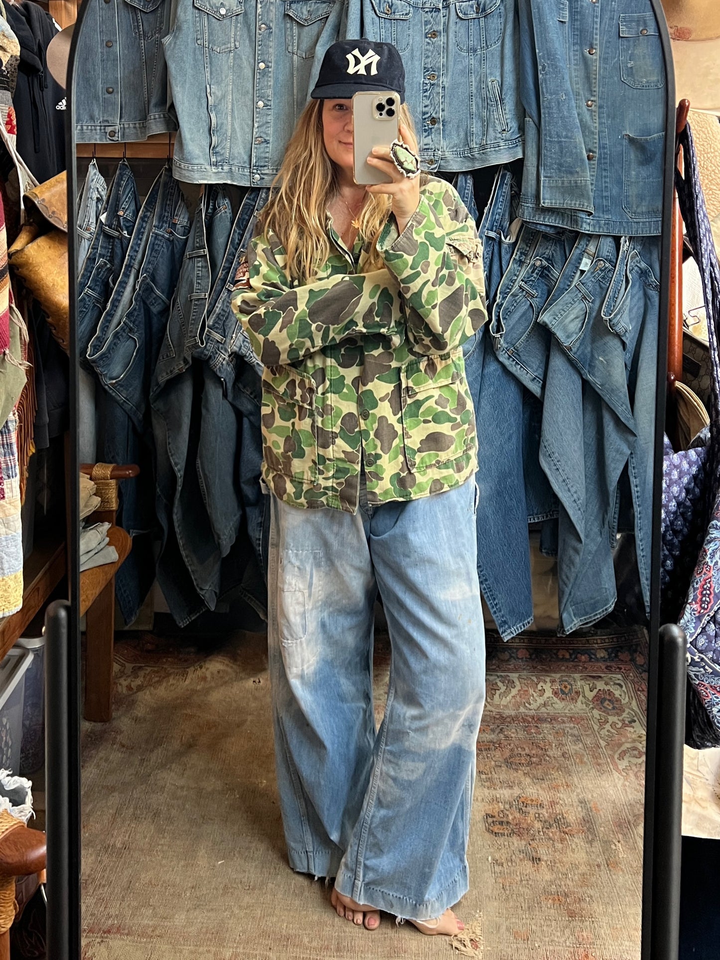 Vintage 1970’s Bow Benders Distressed Frogskin Camo Shirt Jacket XL