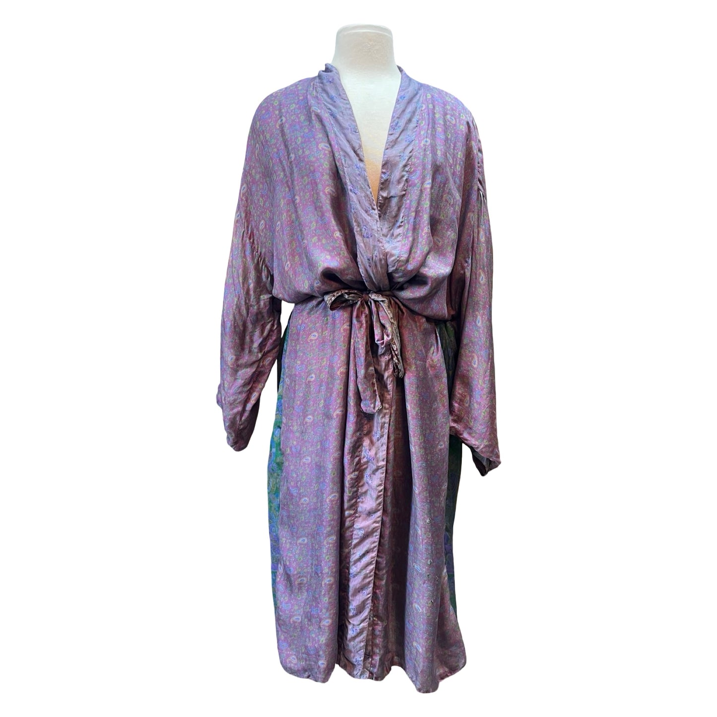 Vintage Handmade Reversible Silk Kimono Robe O/S