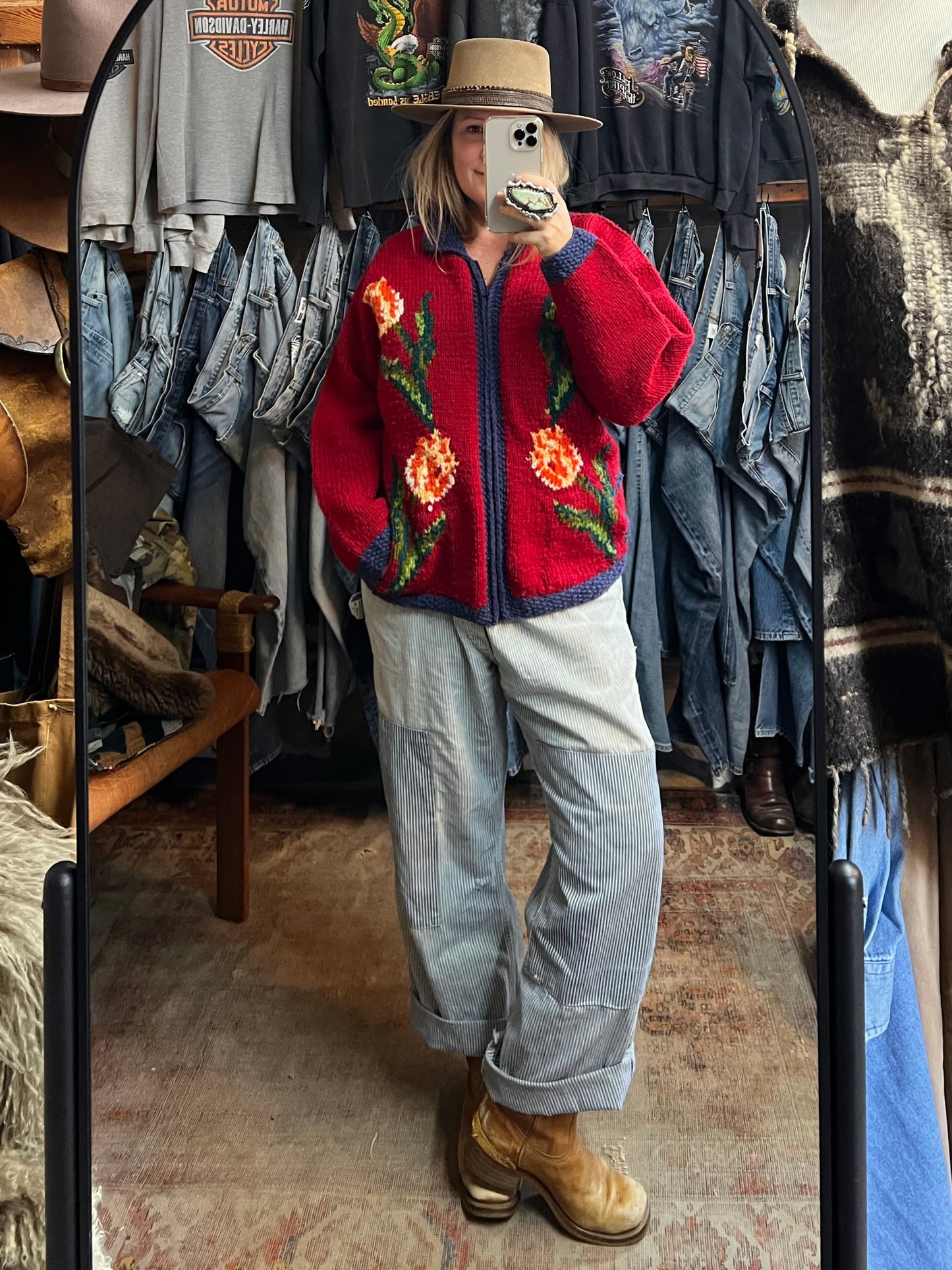 RARE Vintage 80’s Hand Knit Tulip Cowichan Sweater Jacket w/ Pockets L/XL