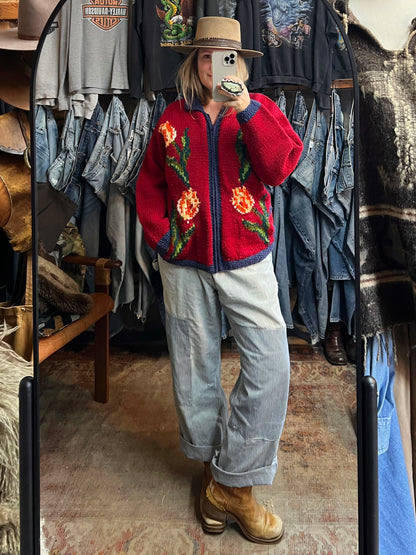 RARE Vintage 80’s Hand Knit Tulip Cowichan Sweater Jacket w/ Pockets L/XL