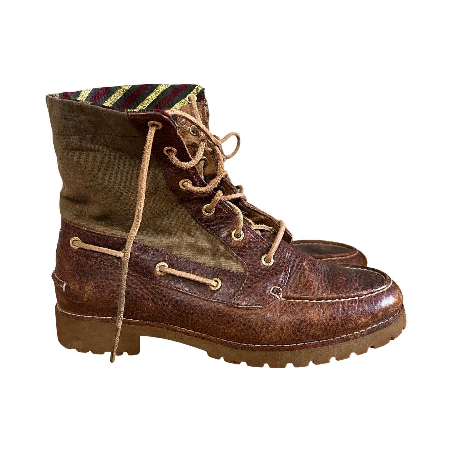 Vintage Leather & Canvas Sperry Top Sider Boots Women’s 8.5