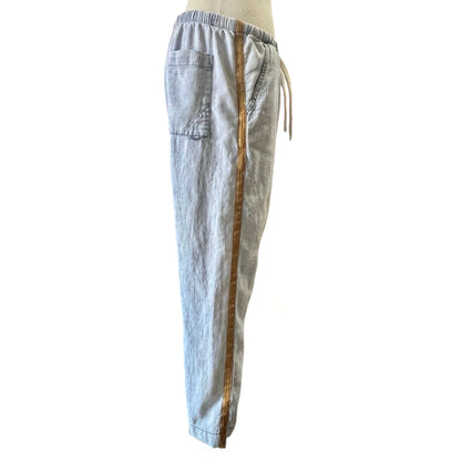 Free City Chambray Denim Drop Crotch Pants Gold Stripe M