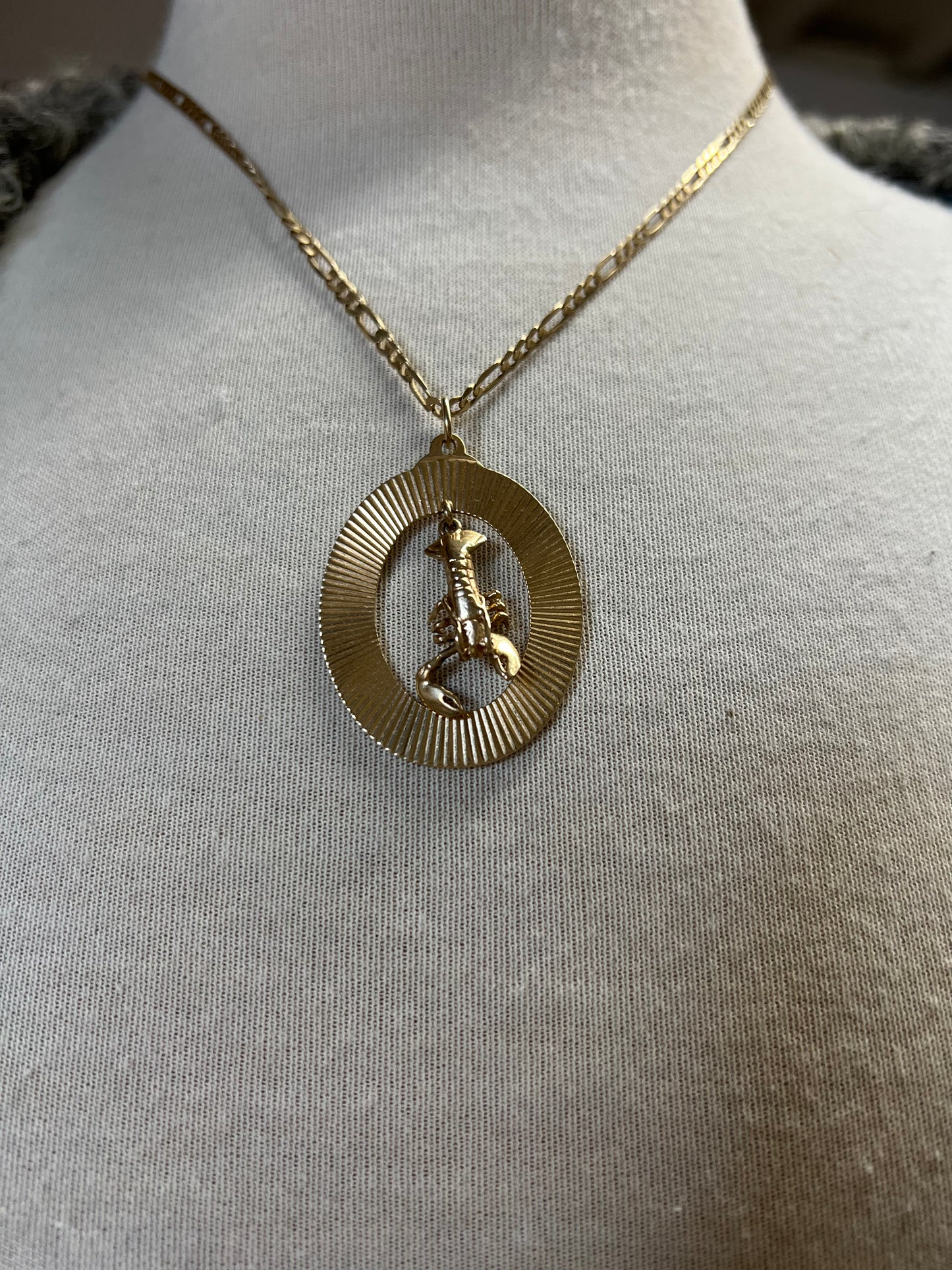 RARE Vintage 14K Articulated Lobster in Engine Turned Frame Pendant