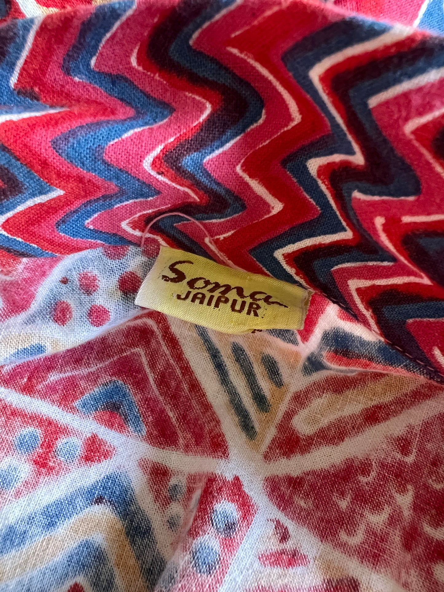 Vintage 1970’s Original Soma Jaipur Cotton India Block Print Maxi Kimono Robe