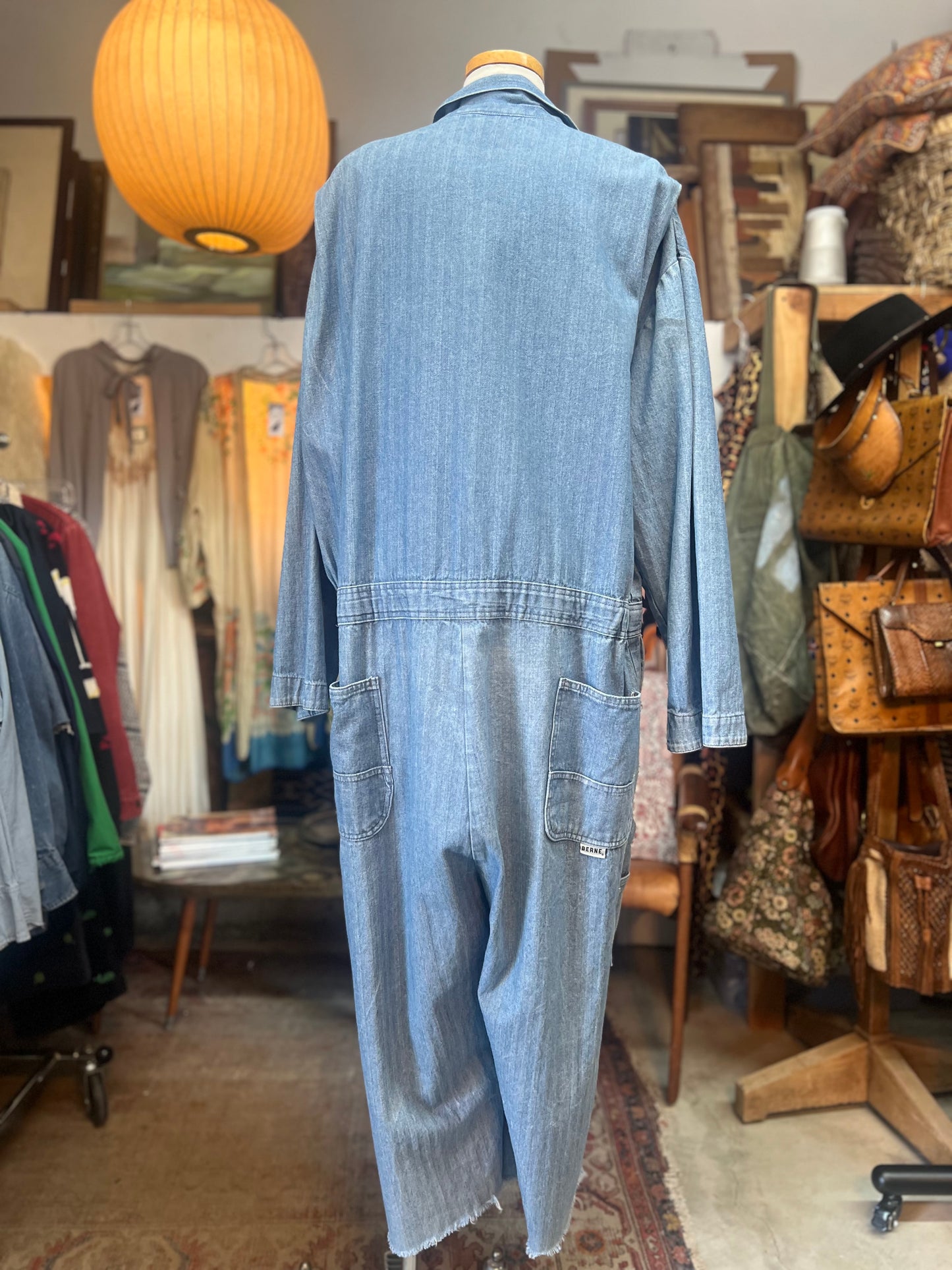 Vintage Oversized Berne Herringbone Twill Denim Jumpsuit XXL