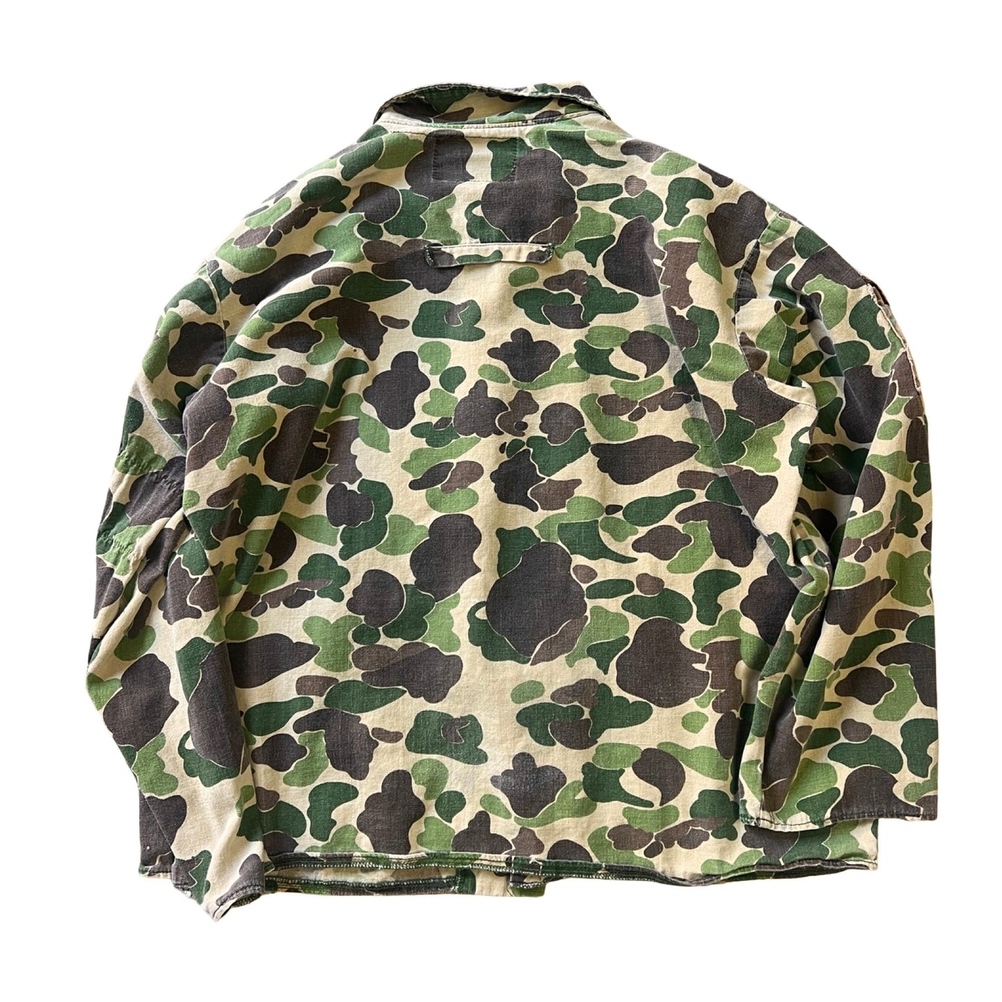 Vintage 1970’s Bow Benders Distressed Frogskin Camo Shirt Jacket XL
