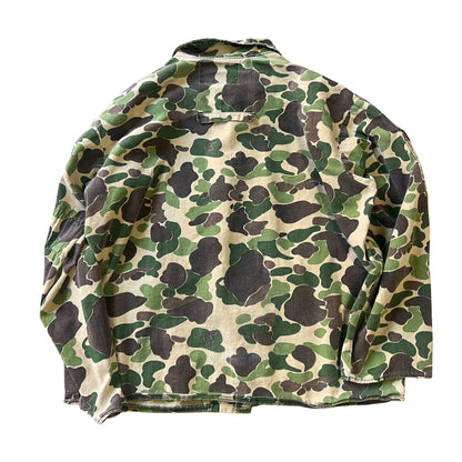 Vintage 1970’s Bow Benders Distressed Frogskin Camo Shirt Jacket XL