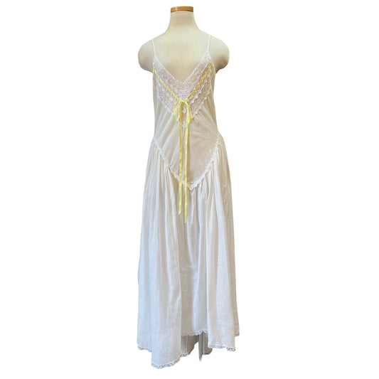 Vintage Cotton Bohemian Nightie Dress w/ Lace Trim