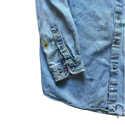 Vintage 80’s Heavily Distressed Denim Shirt L
