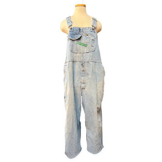 Vintage Distressed Key Imperial Denim Overalls Raw Hem