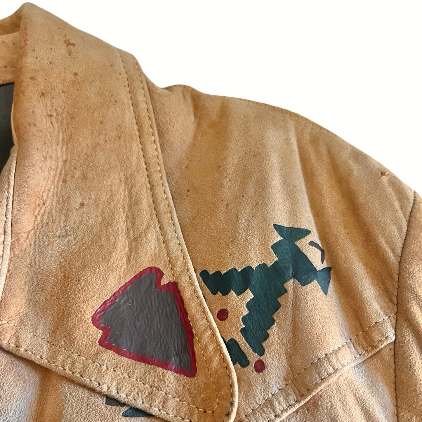 VERY RARE Original 1970’s One Of A Kind Hand Painted Native American Deerskin Jacket L