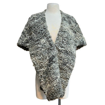 Vintage Salt & Pepper Curly Lamb Fur Stole