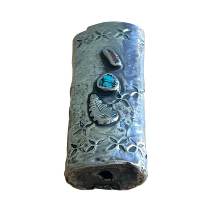Vintage Navajo Sterling Silver, Turquoise and Coral Lighter Cover