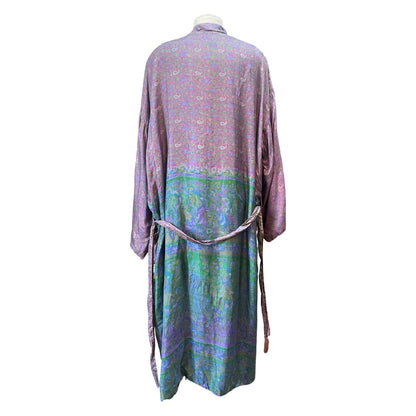Vintage Handmade Reversible Silk Kimono Robe O/S