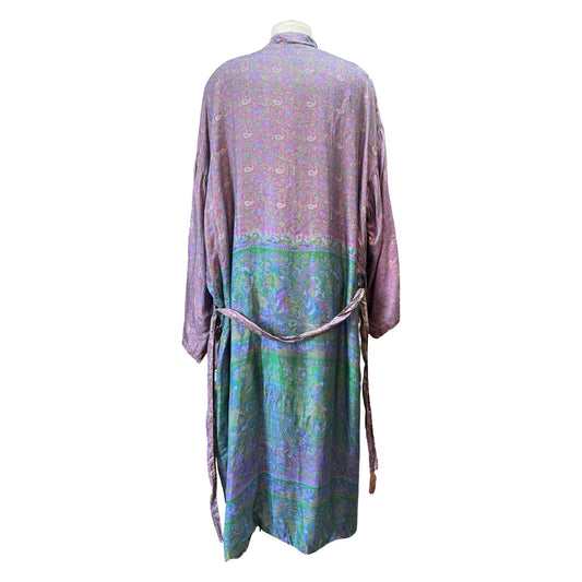 Vintage Handmade Reversible Silk Kimono Robe O/S
