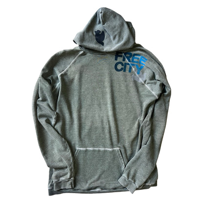 Free City Forest Green Distressed Raglan Hoodie 3
