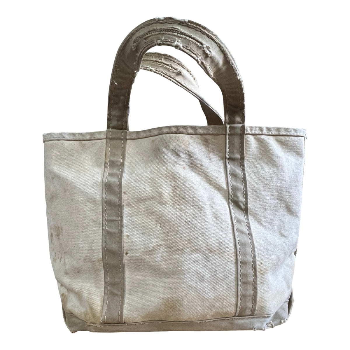 Rare Vintage 1980’s Heavily Distressed LL Bean Cream Boat and Tote