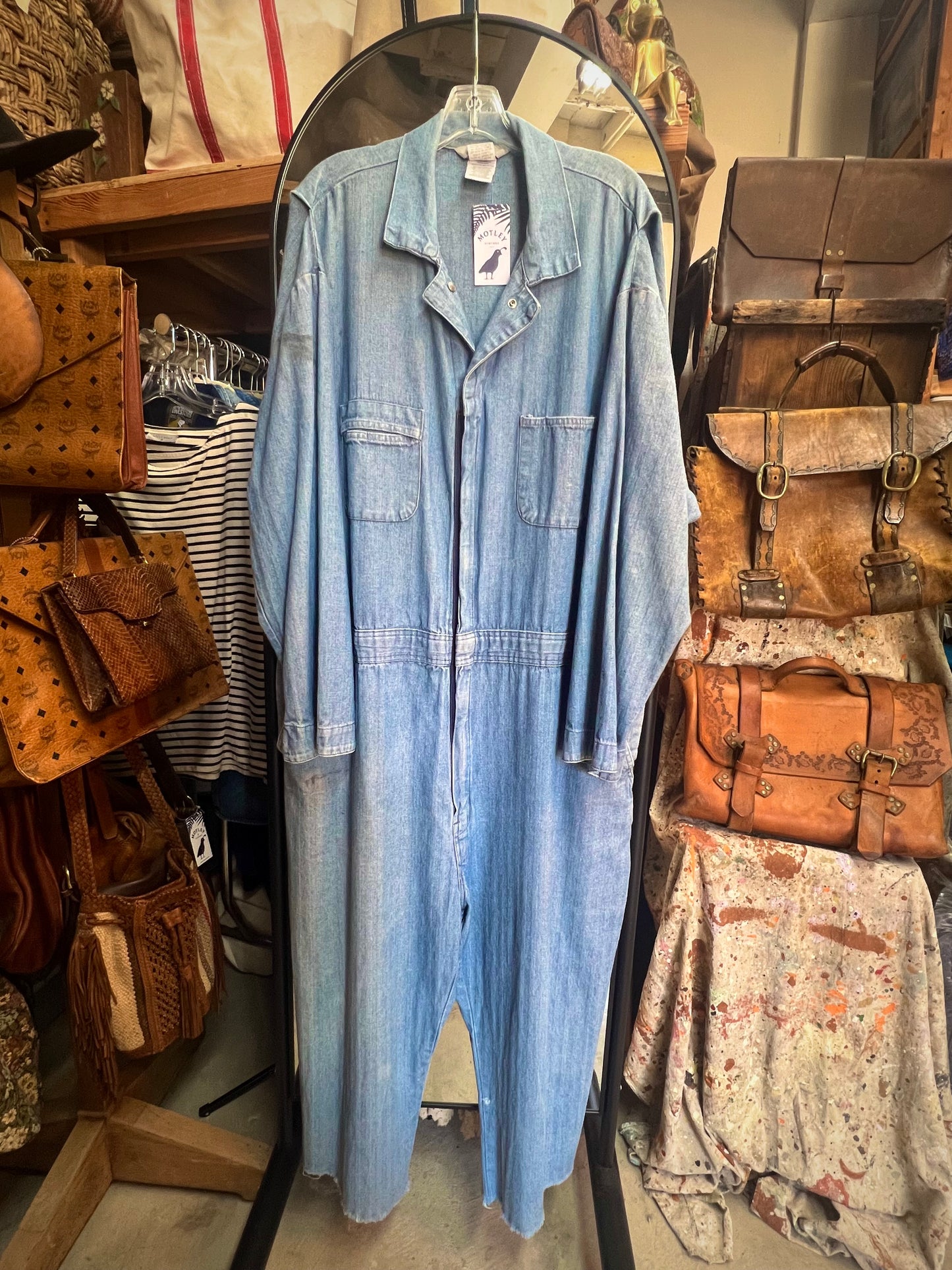 Vintage Oversized Berne Herringbone Twill Denim Jumpsuit XXL