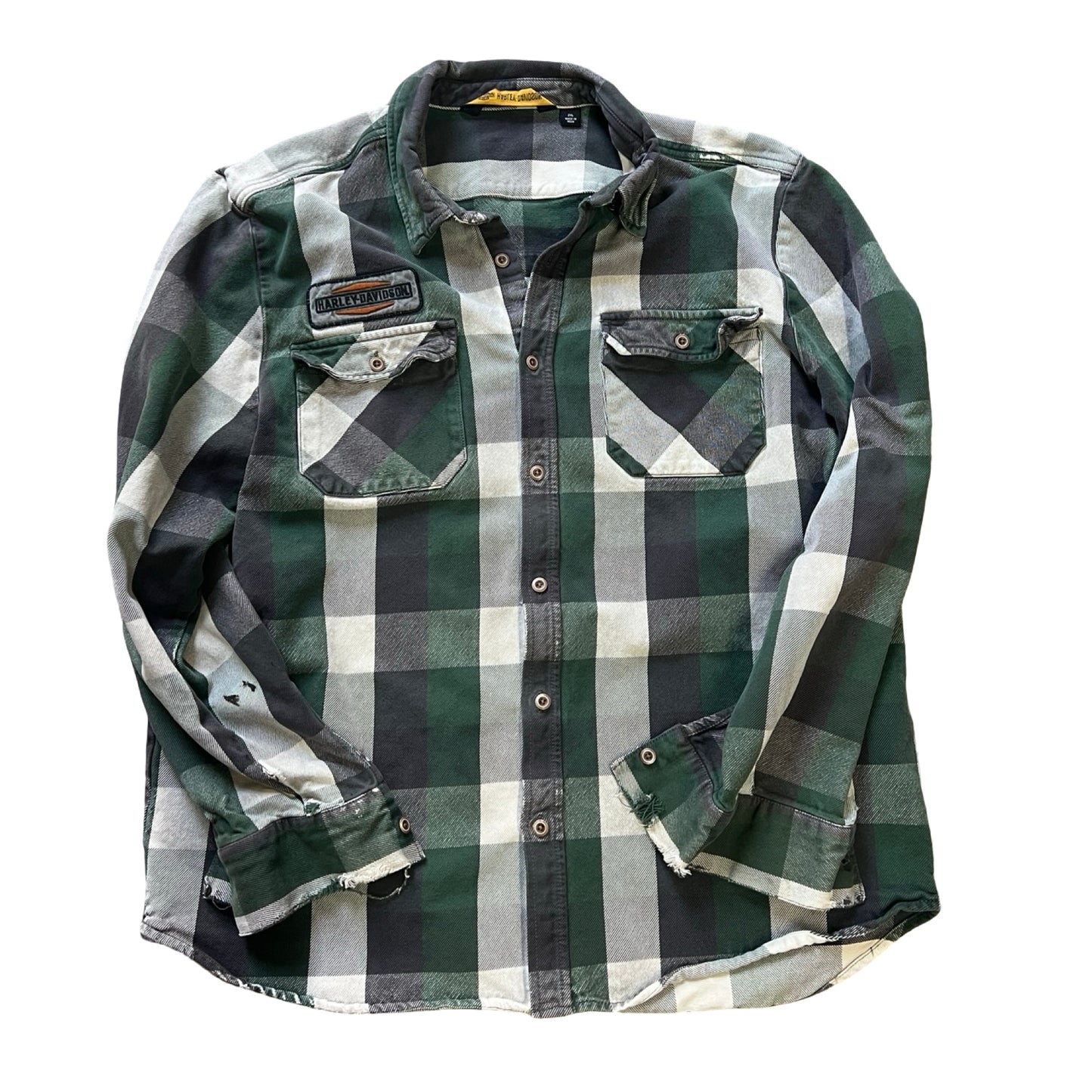 Vintage Faded & Heavily Distressed Heavyweight Harley Davidson Flannel XXL