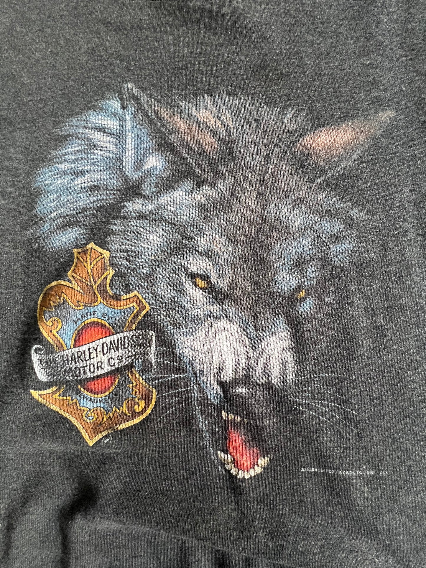 Rare Vintage 1992 Harley Davidson Double Sided 3D Emblem Wolf Sweatshirt XL