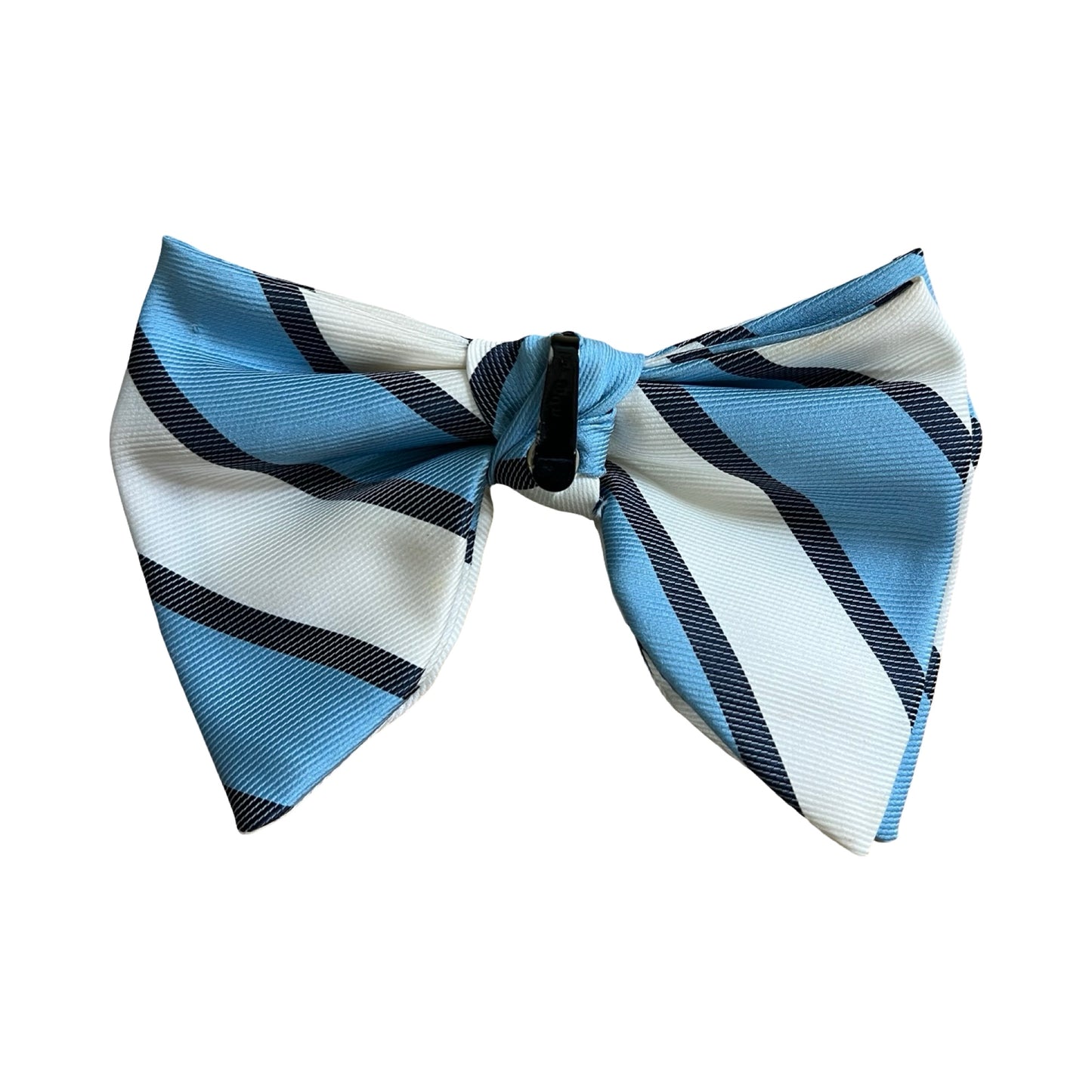 Vintage Blue Stripe Clip On Bow Tie