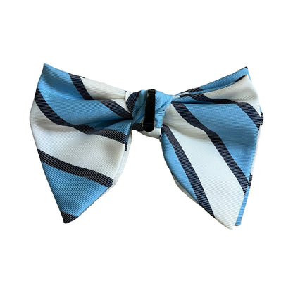 Vintage Blue Stripe Clip On Bow Tie