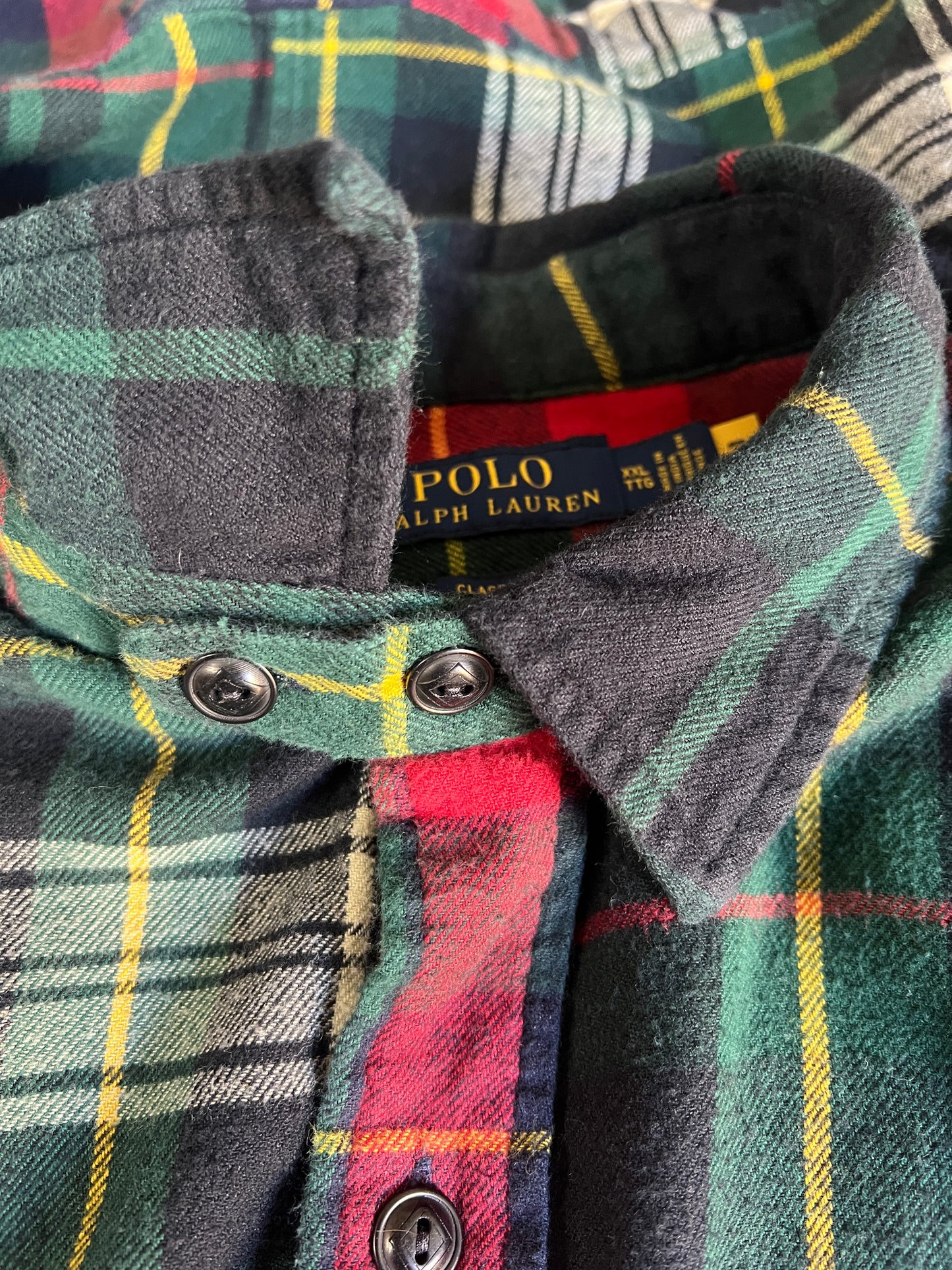 Polo Ralph Lauren Oversized Patchwork Plaid Flannel Classic Fit Shirt XXL
