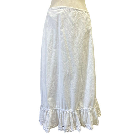 Vintage Cotton Ruffle Trim Petticoat Skirt L