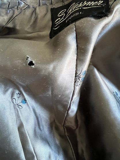 Vintage Salt & Pepper Curly Lamb Fur Stole