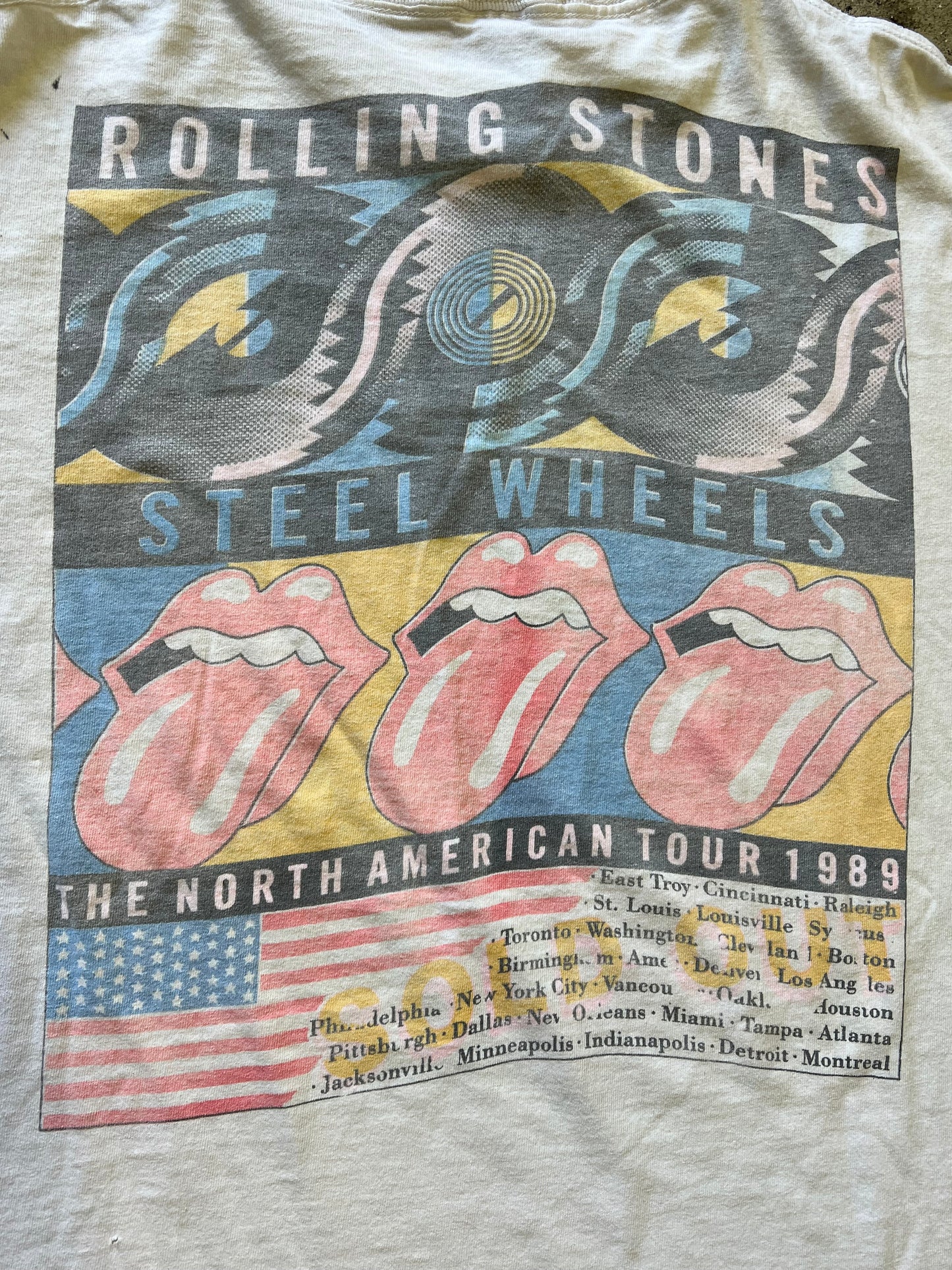 Vintage Rolling Stones 1989 Steel Wheels North American Tour Single Stitch T-Shirt XL/XXL