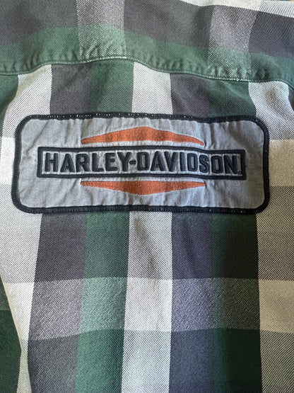 Vintage Faded & Heavily Distressed Heavyweight Harley Davidson Flannel XXL