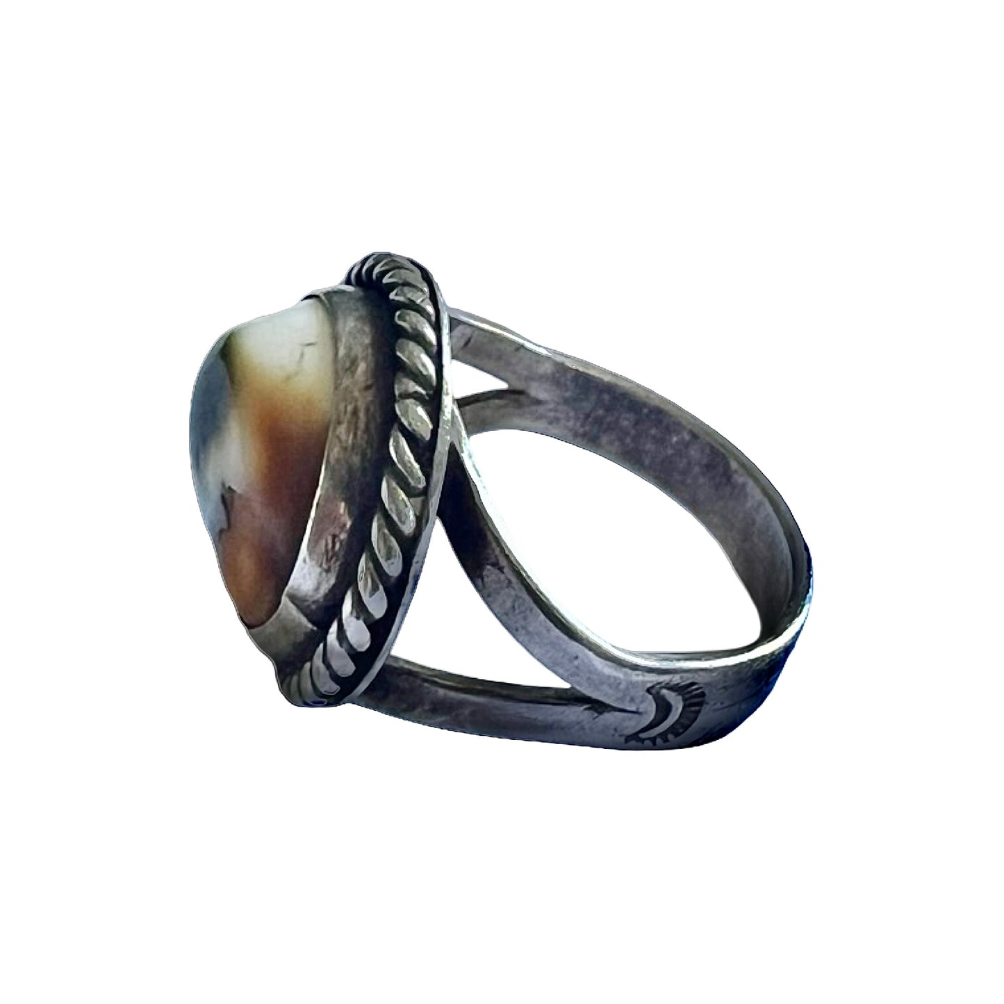 Vintage Sterling Old Pawn Operculum Ring Size 6
