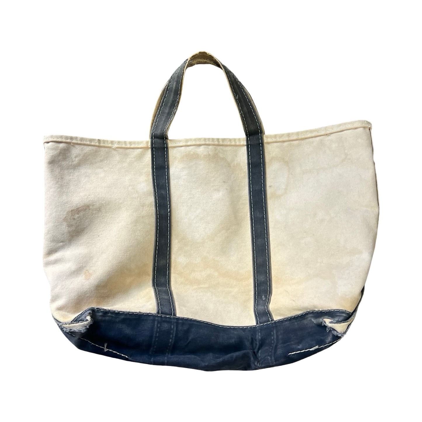 Rare Vintage 70’s/80’s Sawtooth Label Heavily Distressed LL Bean Faded Navy Boat & Tote Bag