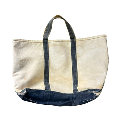 Rare Vintage 70’s/80’s Sawtooth Label Heavily Distressed LL Bean Faded Navy Boat & Tote Bag