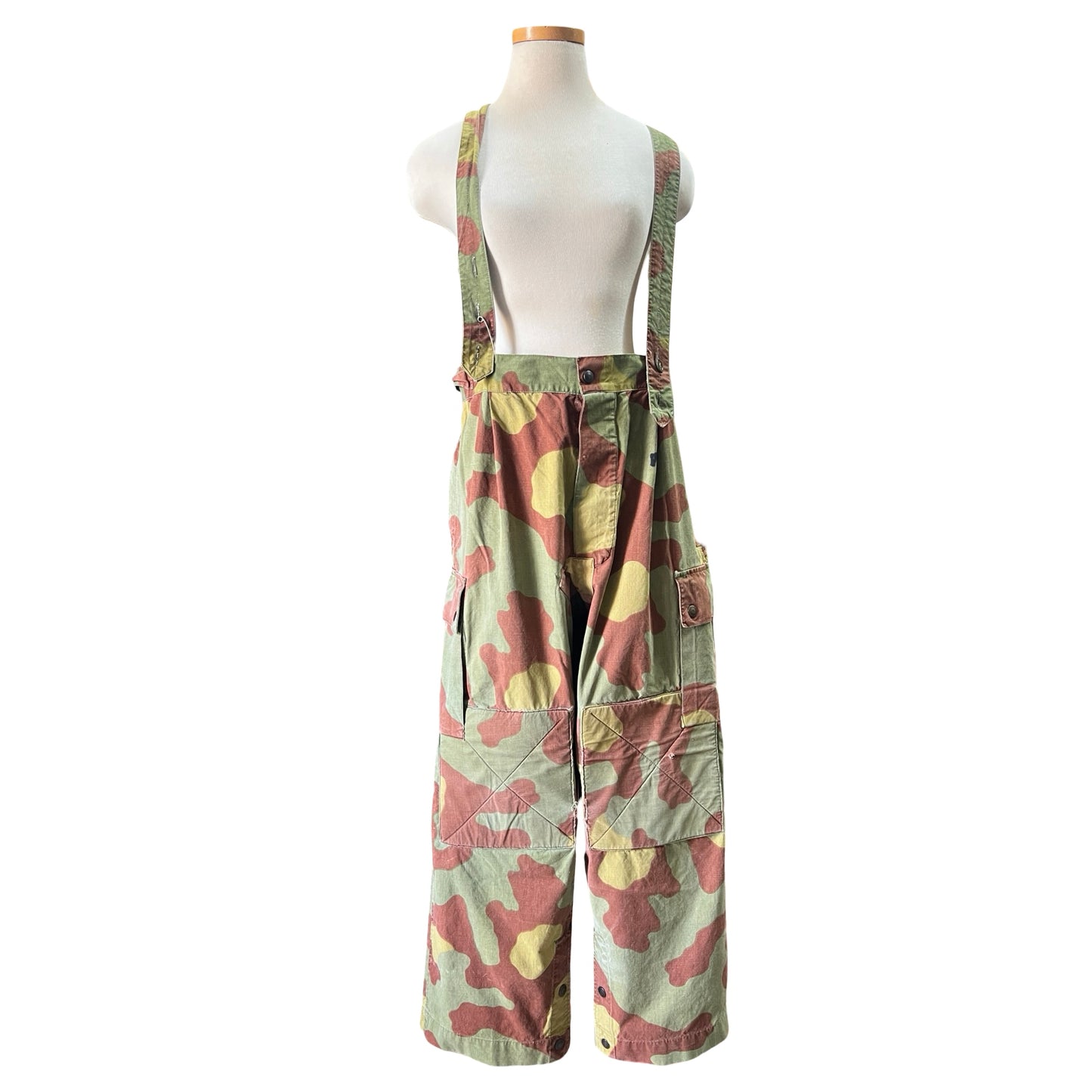 Vintage 1960’s Italian San Marco Camouflage Suspender Cargo Pants 34X27