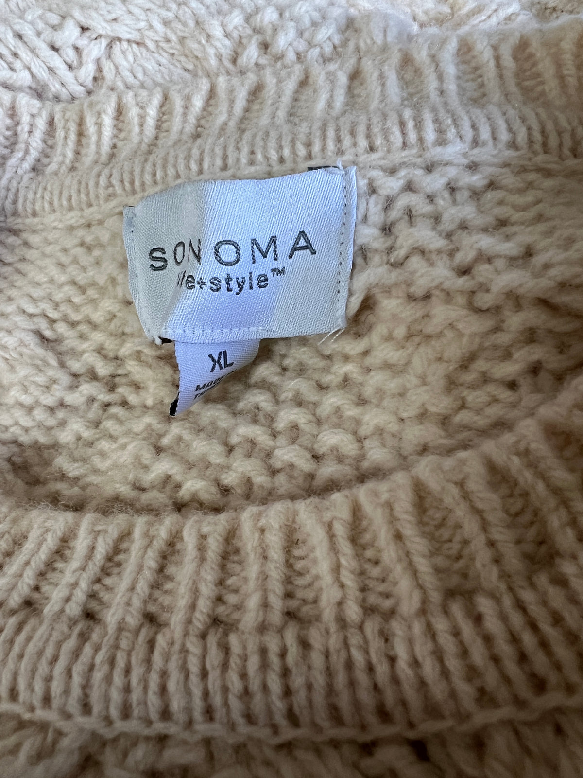 Vintage Oversized Fisherman Cable Knit Sweater Wool Blend XL
