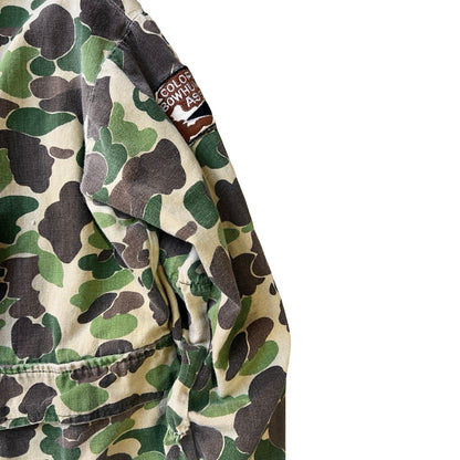 Vintage 1970’s Bow Benders Distressed Frogskin Camo Shirt Jacket XL