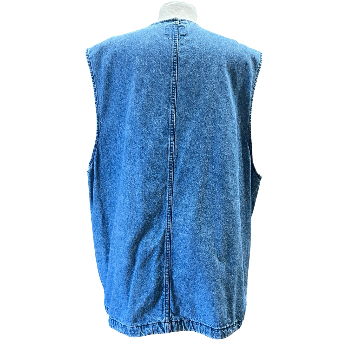 Vintage 80’s Cherokee Oversized Denim Zip Front Utility Vest XXL