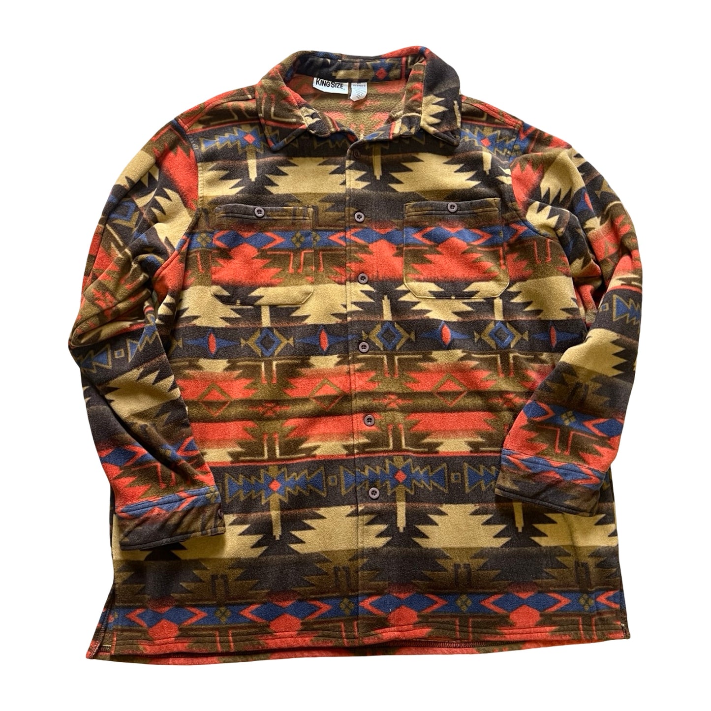 Vintage “King Size” Oversized Aztec Fleece Button Down XXL