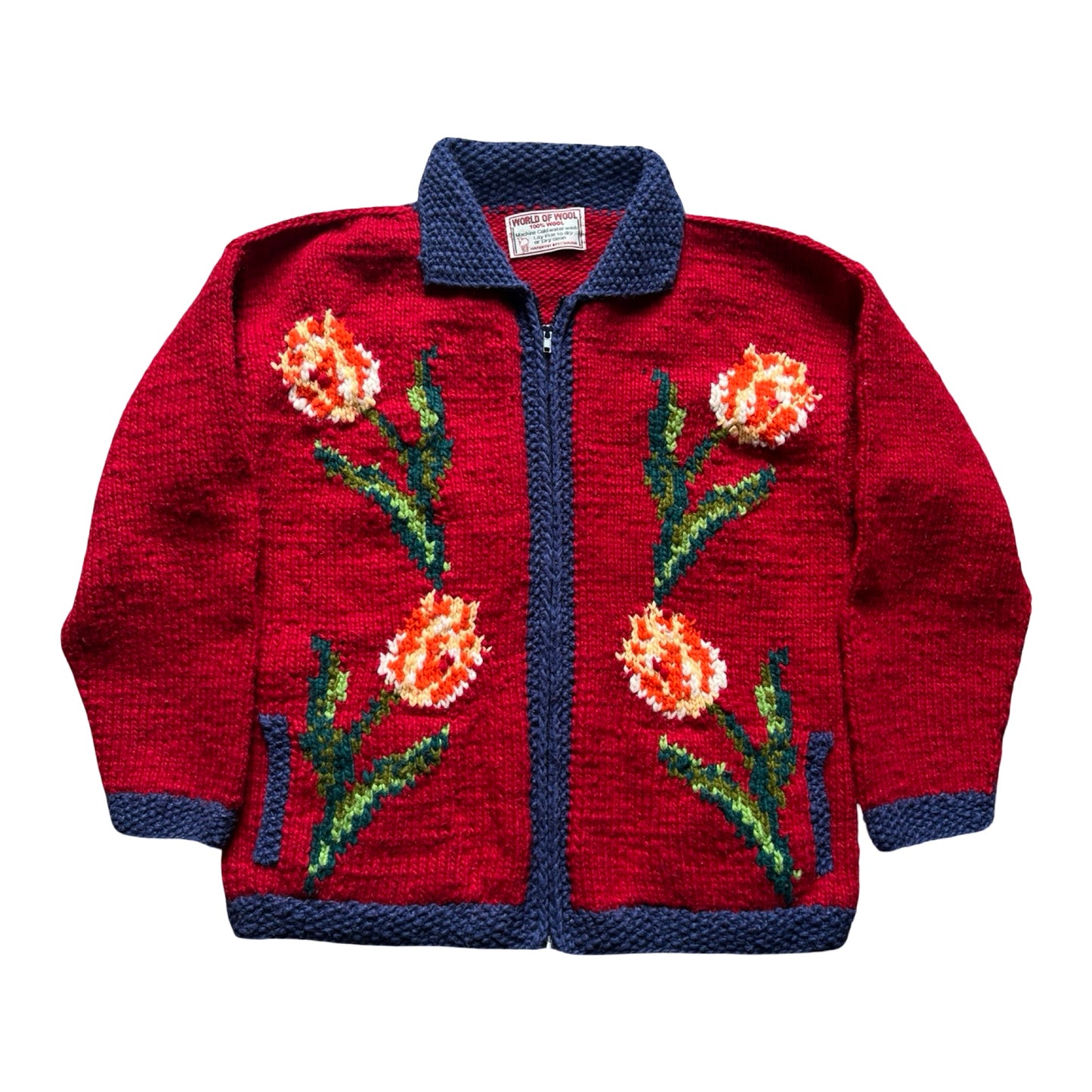 RARE Vintage 80’s Hand Knit Tulip Cowichan Sweater Jacket w/ Pockets L/XL