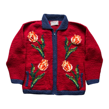 RARE Vintage 80’s Hand Knit Tulip Cowichan Sweater Jacket w/ Pockets L/XL