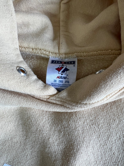 Vintage Oversized Distressed Butter Yellow Jerzees Hoodie w/ MV Logo #27