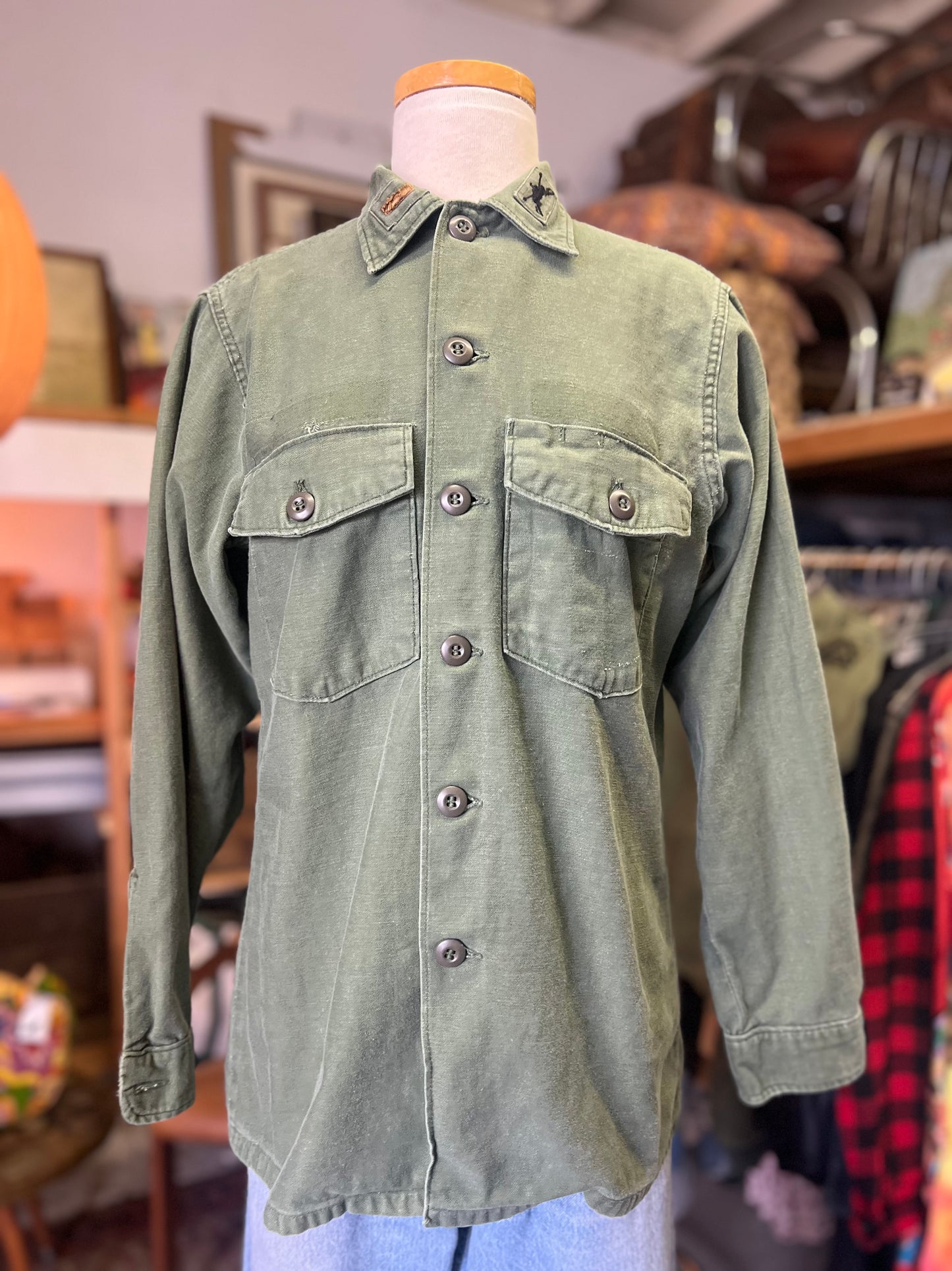 Vintage Army Jacket w/Patches and Original Beauchamping Art Sample “I Love My Family” Tribe Transfer