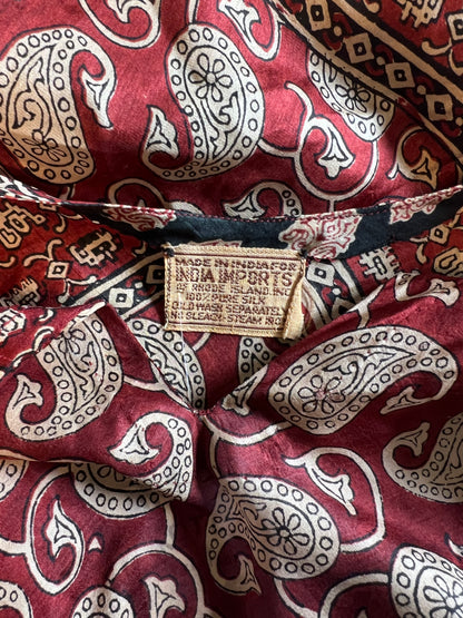 Very Rare Collectible India Imports of Rhode Island 70’s Silk Block Print Dress