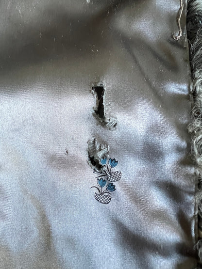 Vintage Salt & Pepper Curly Lamb Fur Stole