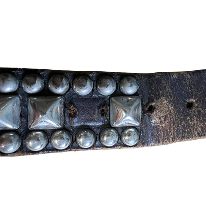 Rare Authentic 1980’s Vintage Distressed Punk Studded Belt Worn to Perfection 42”
